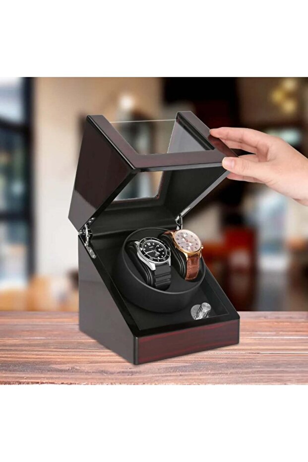 Watch Winder 2, 4 Προγράμματα, Μαύρο Μαόνι - 4