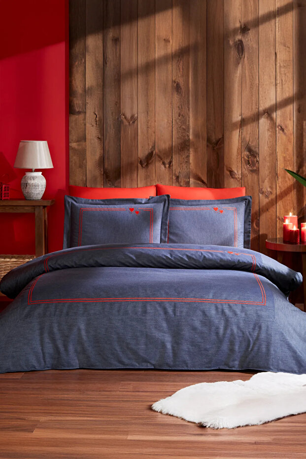 Endless Love Denim Double Duvet Cover, Only Duvet Cover, One Piece