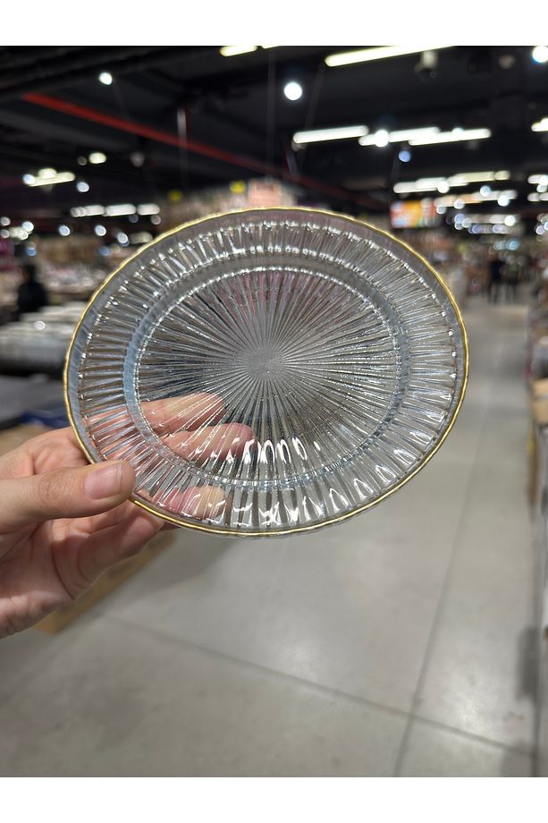 Yaldızlı Pasta Tabağı Riva 6'Lı Elysia Set İle Uyumlu Sunum Tatlı Kek Tabağı - 17 cm - 3