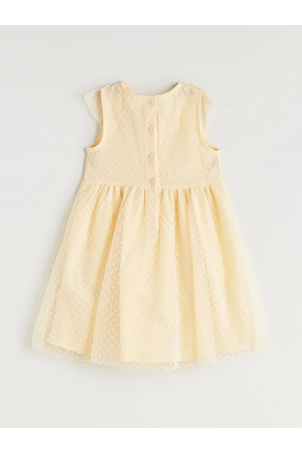 LCW Kids Sari V Yaka Kız Çocuk Dantel Elbise - 3