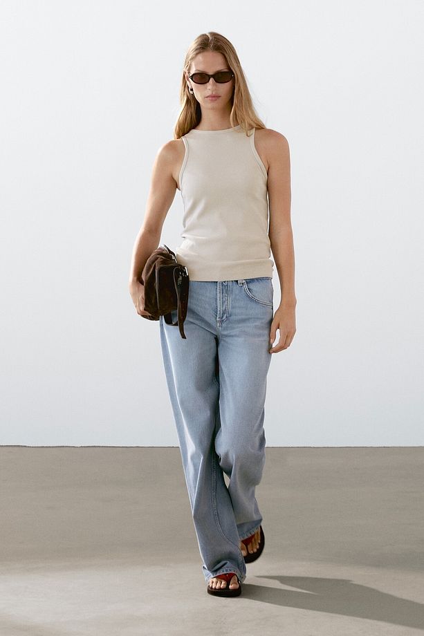 Pamuklu halter yaka top - 1