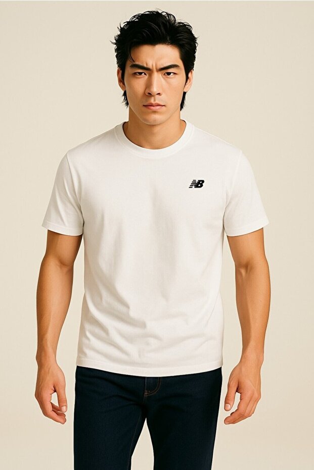 Nb Classic Basic Logo Erkek Beyaz Tshirt - 4