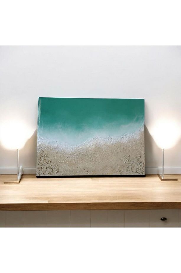 Art Ocean 70×50 Ölçülerinde Doku Ve Epoksi Kullanılarak Çalışılmış El Yapımı Tablo - 1