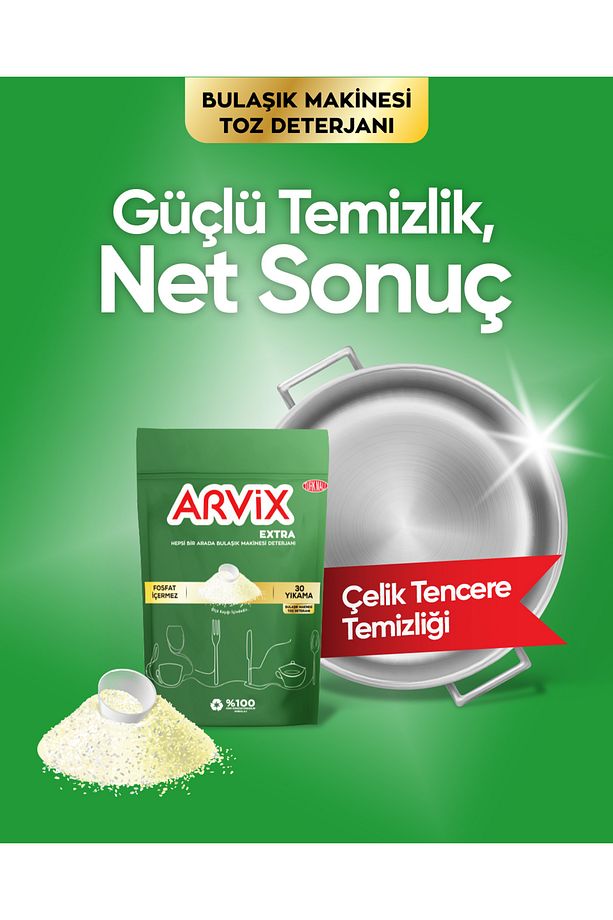 ARVİX HEPSİ BİR ARADA BULAŞIK MAKİNESİ TOZ DETERJANI 30 YIKAMA - 5