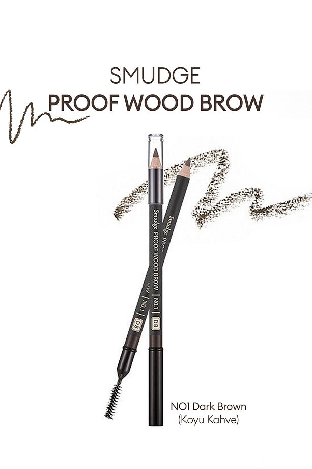 Bulaşmayan Kalıcı Doğal Kaş Kalemi Smudge Proof Wood Brow No.1 (DARK BROWN) - 1