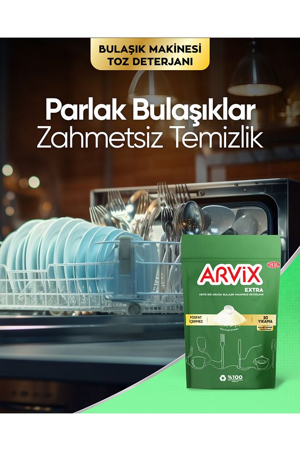 ARVİX HEPSİ BİR ARADA BULAŞIK MAKİNESİ TOZ DETERJANI 30 YIKAMA - 6