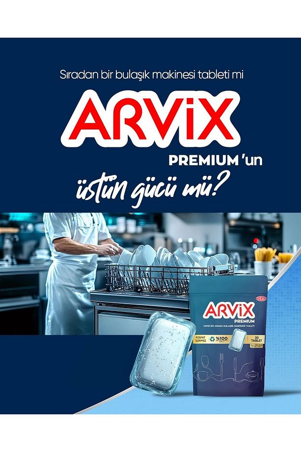 ARVİX HEPSİ BİR ARADA BULAŞIK MAKİNESİ TABLETİ PREMİUM 30'LU - 4