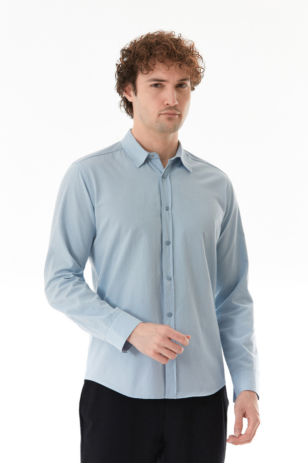 Basic Çıtçıtlı Gabardin Gömlek - 1