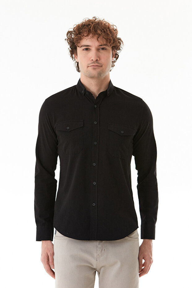 Basic Çift Cepli Gömlek - 6