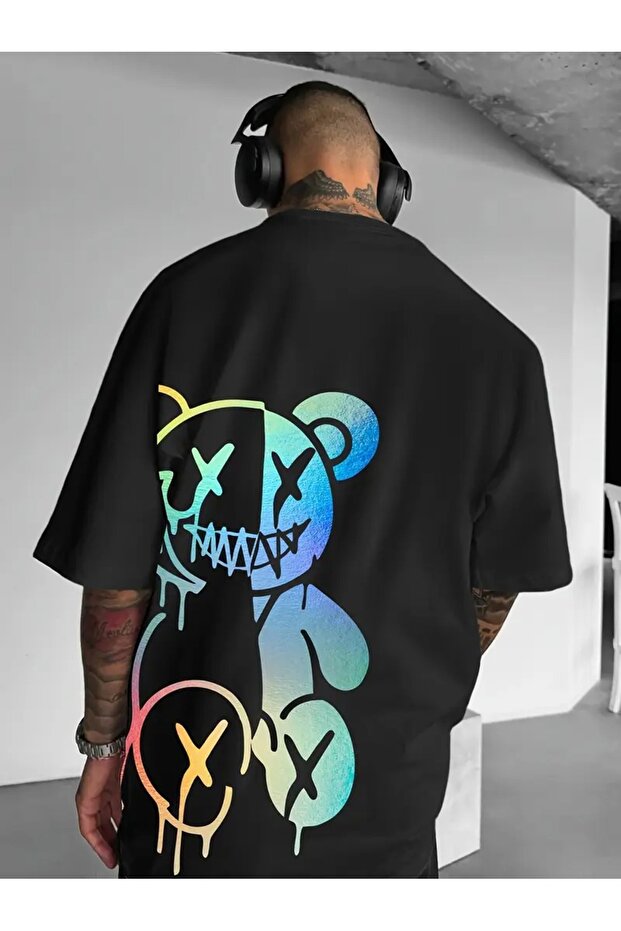 Streetwear Geometric Graphic Tee for Men - Relaxed Fit Summer T-Shirt with Daring Back Print,
