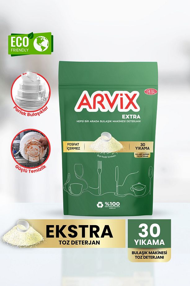ARVİX HEPSİ BİR ARADA BULAŞIK MAKİNESİ TOZ DETERJANI 30 YIKAMA - 1