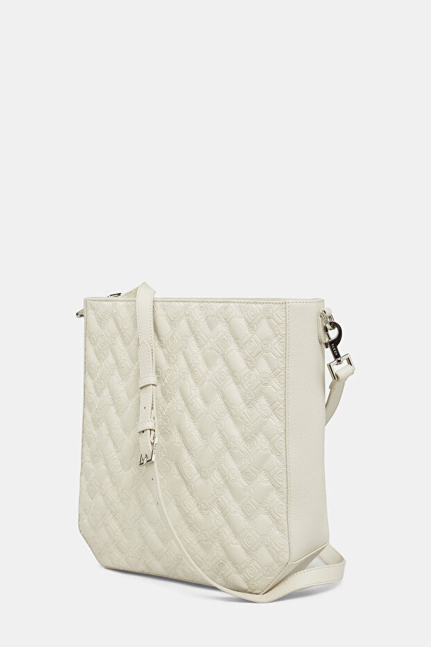 EKRU MONOGRAM DERİ ÇANTA - 5