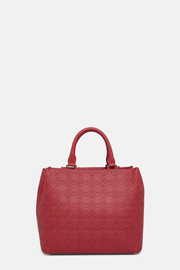 KIRMIZI MONOGRAM DERİ ÇANTA - 4