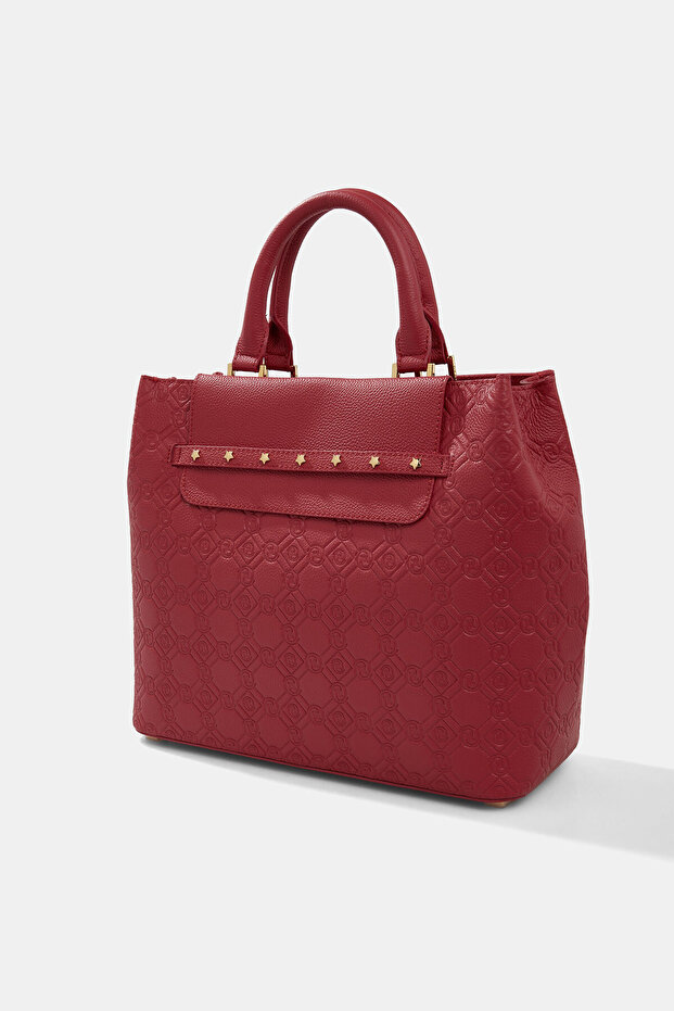 KIRMIZI MONOGRAM DERİ ÇANTA - 5