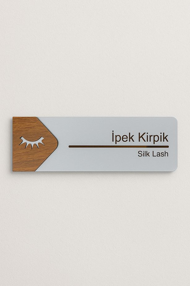İpek Kirpik Ofis Oda Kapı İsimliği Yönlendirme Tabelası Levhası Kişiselleştirilebilir - 1