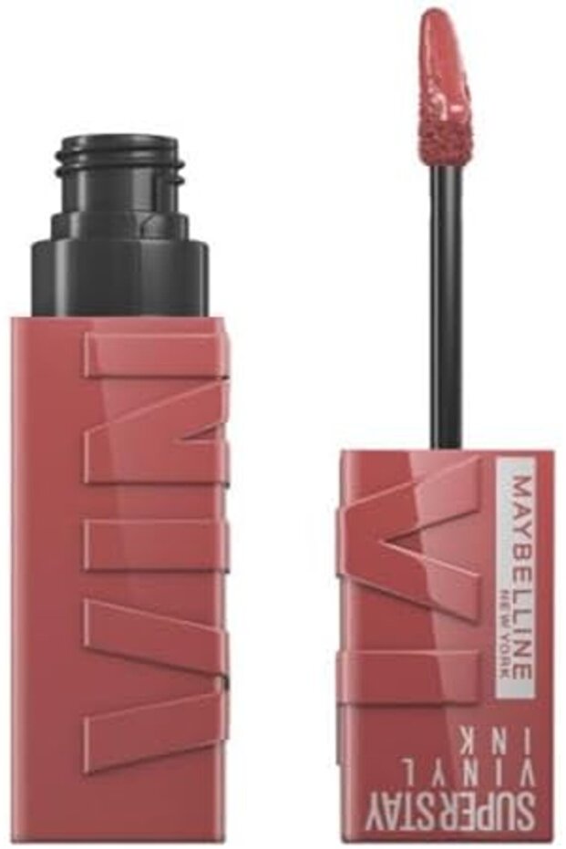 Super Stay Vinyl Ink - Shiny Lipstick, Long Lasting, Tinted Peach Liquid, Cheeky 35