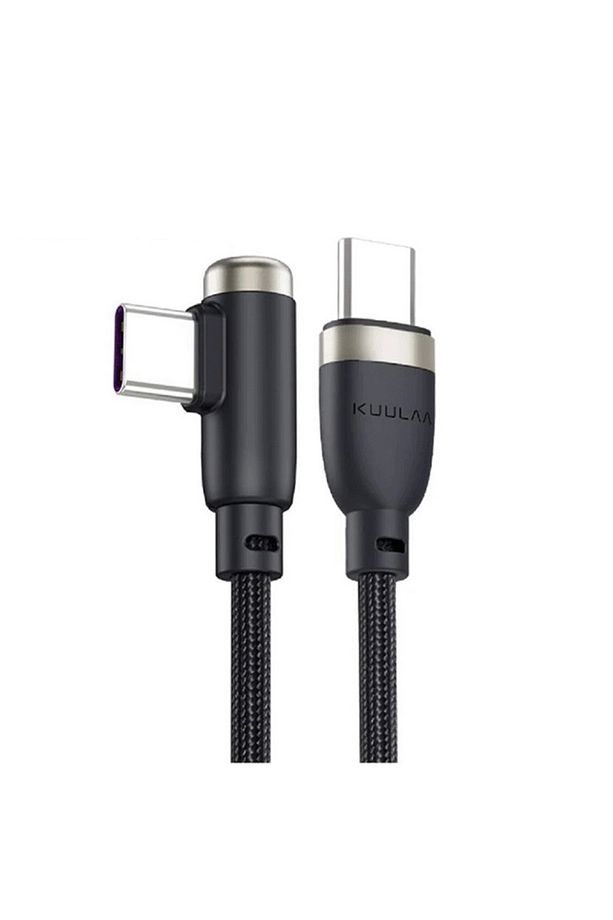 Kl-x41/kl-x40 L- Tipi 90 Derece 60w 3a Hızlı Şarj Type-c Kablo 1 Metre Siyah - 1