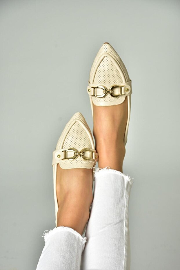 S314026509 Bej Tokalı Kadın Ayakkabı - 1