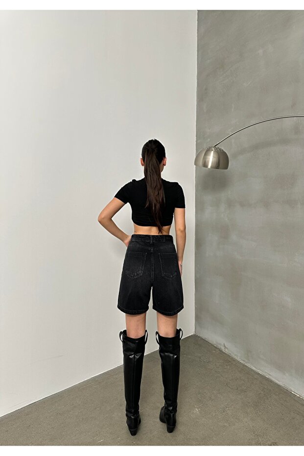 Likralı Denim Şort - 2