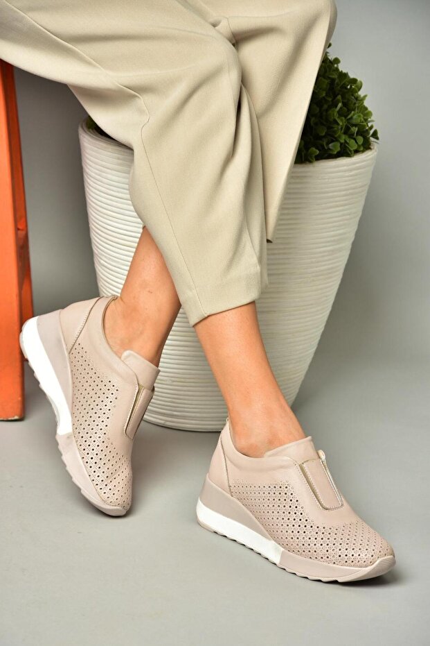 S540045503 Brązowe buty damskie na co dzień z prawdziwej skóry - 1