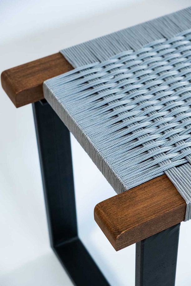 Hasır Örgülü Ahşap Bench 90x38cm Mutfak Oturma Odası Yemek Odası - 3