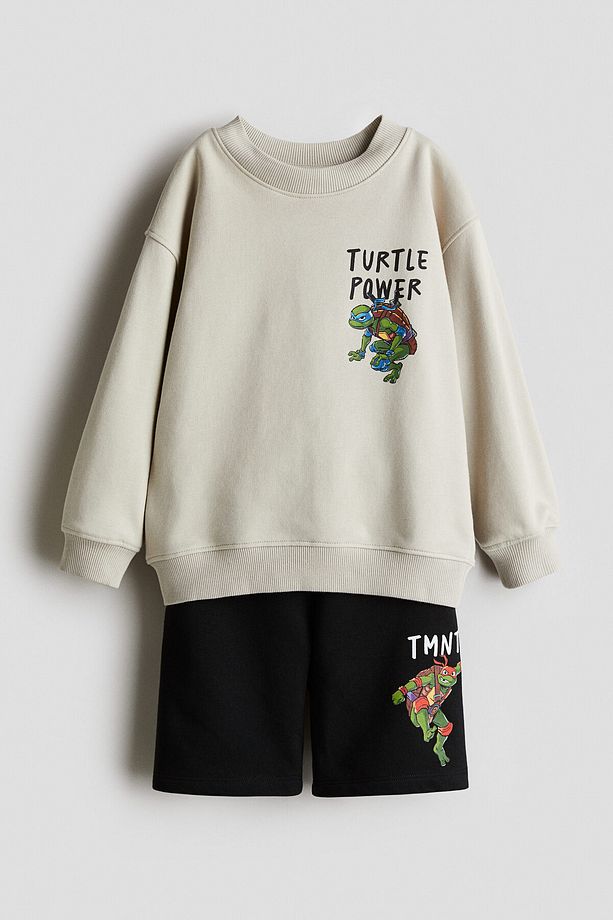2 Parçalı Baskılı Sweatshirt Set - 1