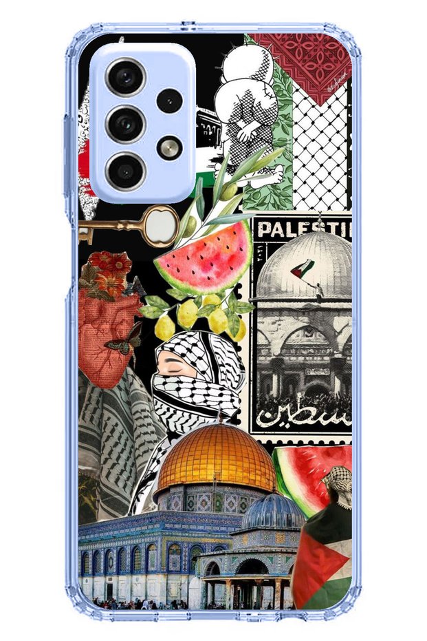 Samsung Galaxy A33 Compatible Palestine Freedom Collage Transparent Silicone Case