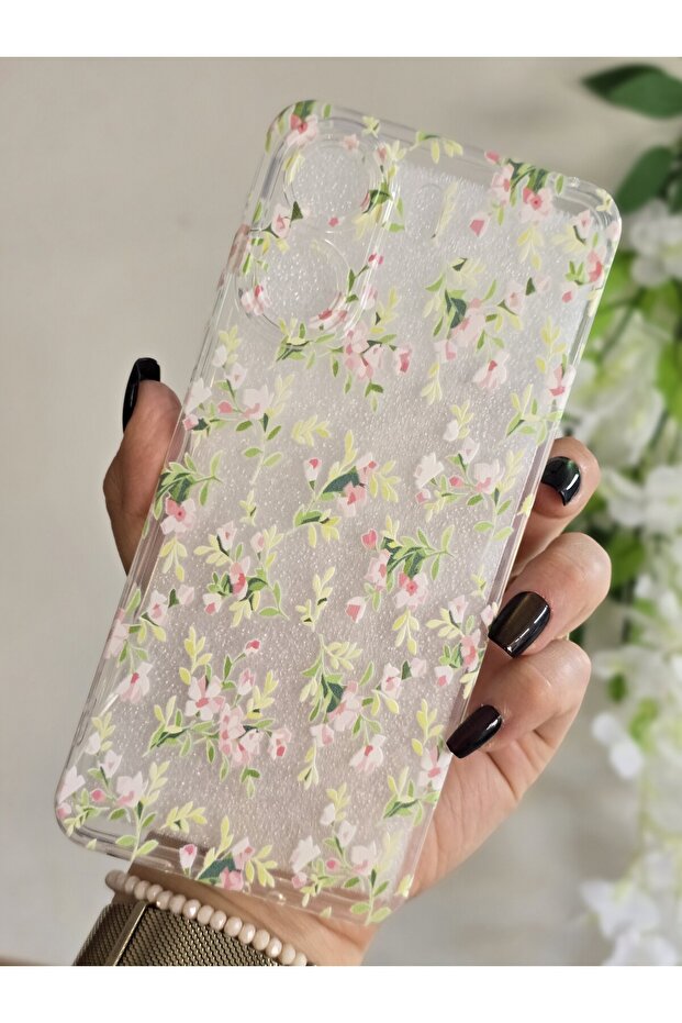 حافظة هاتف شفافة متوافقة مع نمط الزهور لهاتف Xiaomi Redmi 13C - 1