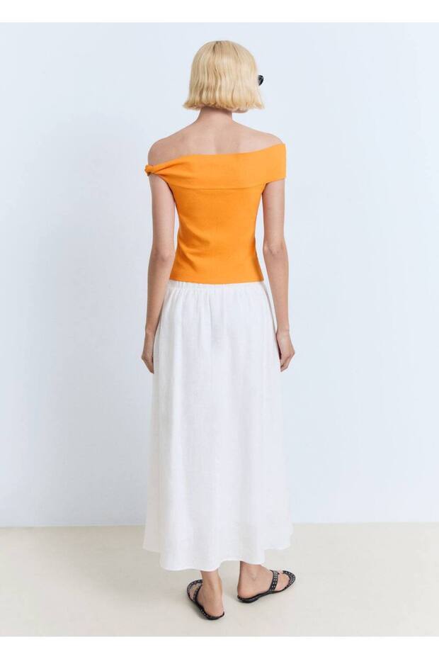 Asimetrik straplez bluz - 4