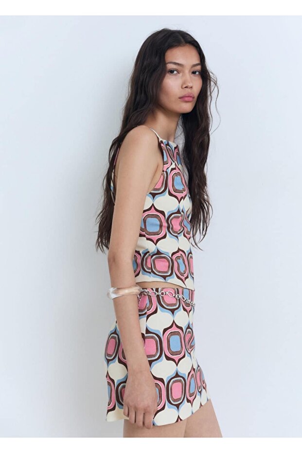 Desenli kısa etek - 8