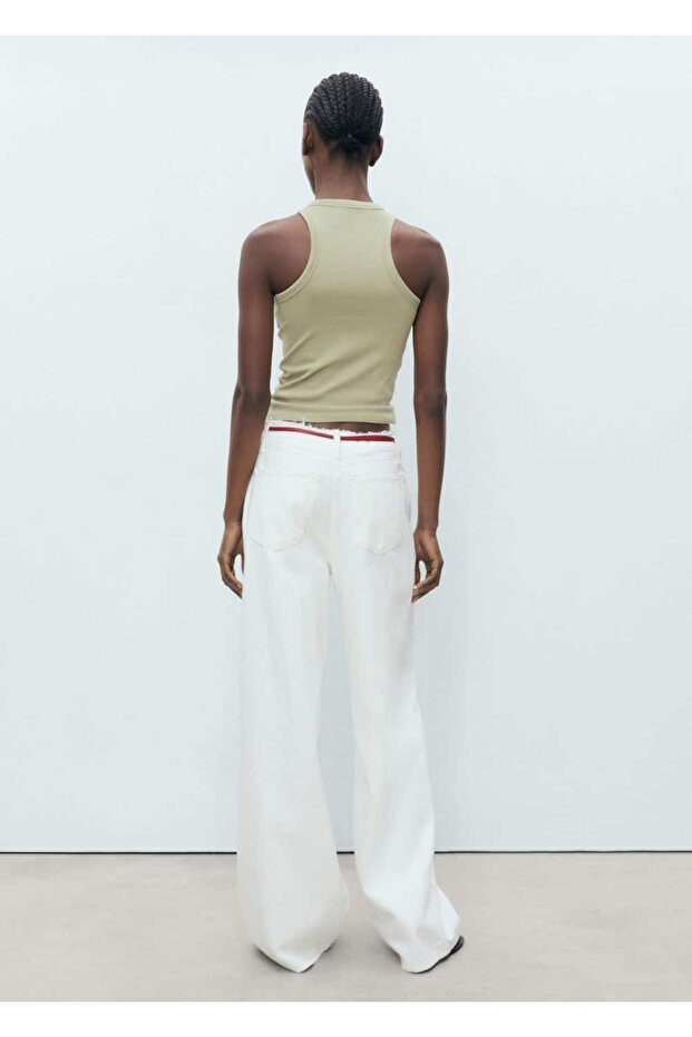 Pamuklu askılı bluz - 4