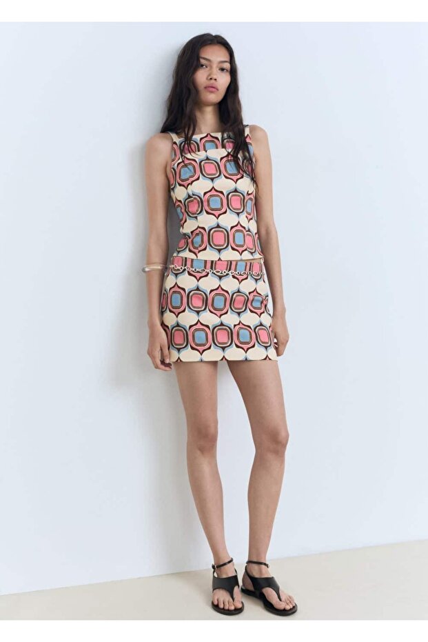 Desenli kısa etek - 2