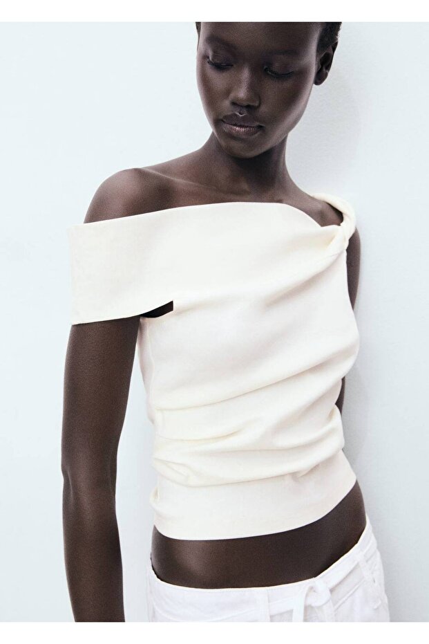 Asimetrik straplez bluz - 1