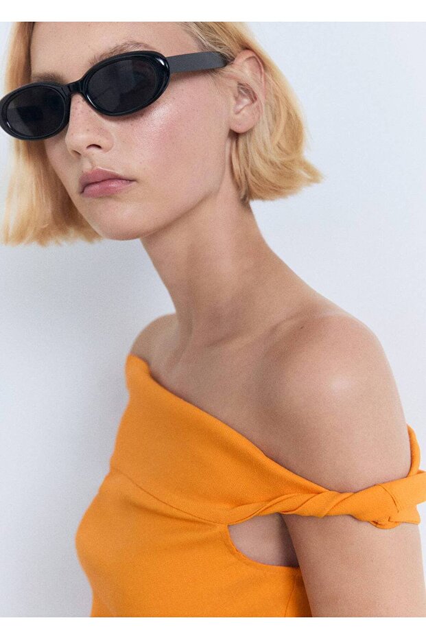 Asimetrik straplez bluz - 6