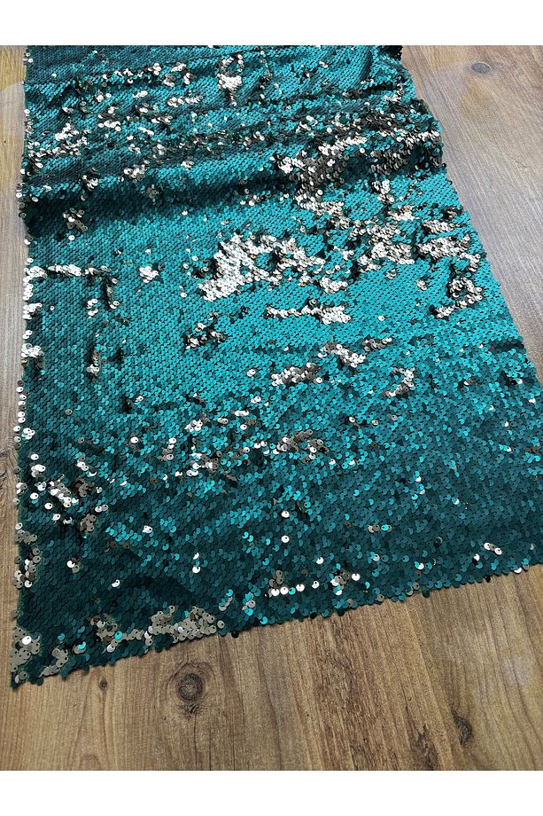Gece Parıltısı Mavi Pullu Dikdörtgen Runner | Işıltılı Masa Örtüsü | 40x140 cm Sofra Şıklığı - 2