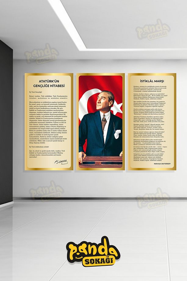 Atatürk Köşesi Duvar Kağıdı Kendinden Yapışkanlı Okul,Kreş,Anasınıfı Sticker Seti - 5
