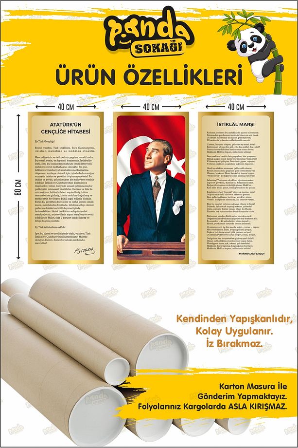 Atatürk Köşesi Duvar Kağıdı Kendinden Yapışkanlı Okul,Kreş,Anasınıfı Sticker Seti - 6