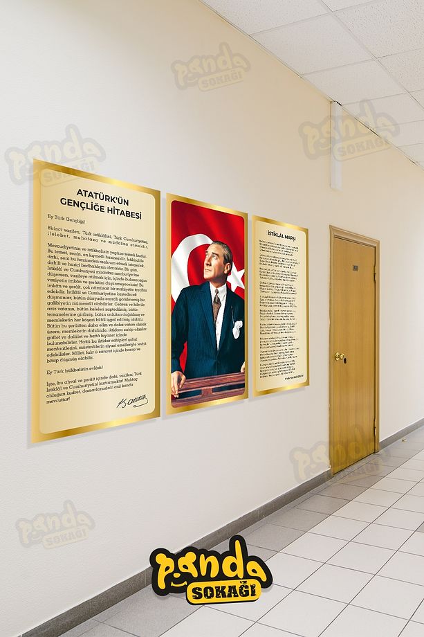 Atatürk Köşesi Duvar Kağıdı Kendinden Yapışkanlı Okul,Kreş,Anasınıfı Sticker Seti - 4