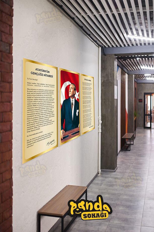 Atatürk Köşesi Duvar Kağıdı Kendinden Yapışkanlı Okul,Kreş,Anasınıfı Sticker Seti - 1