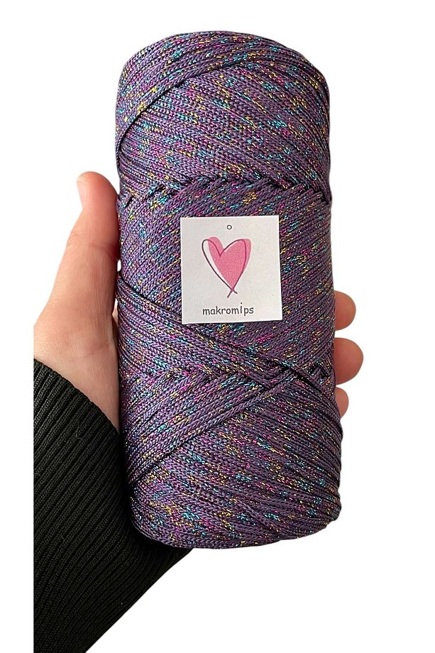 SİMLİ POLYESTER MAKROME İPİ PARLAK ABİYE ŞIK IŞILTI (1 mm200gr220 m) SUPLA ÇANTA HOBİ EL ÖRGÜ - 2