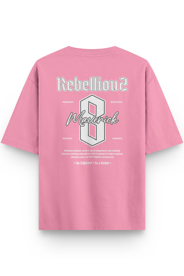 Maverick 8 Back Printed Semi Oversized Pink Tshirt 1385