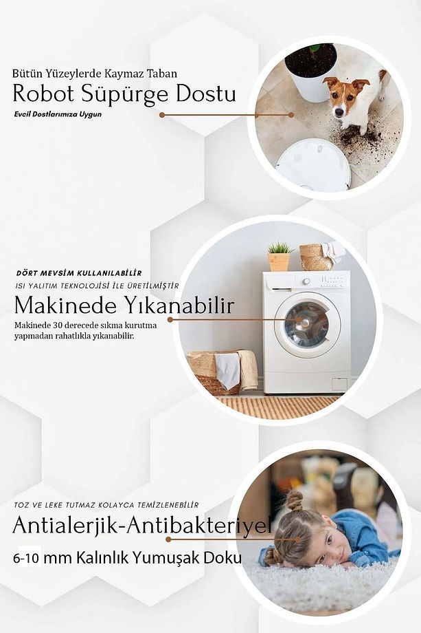 Yıkanabilir Leke Tutmaz Kaymaz Taban Modern Soft Oturma Odası Yolluk Salon Mutfak Halısı Çocuk Odası - 8
