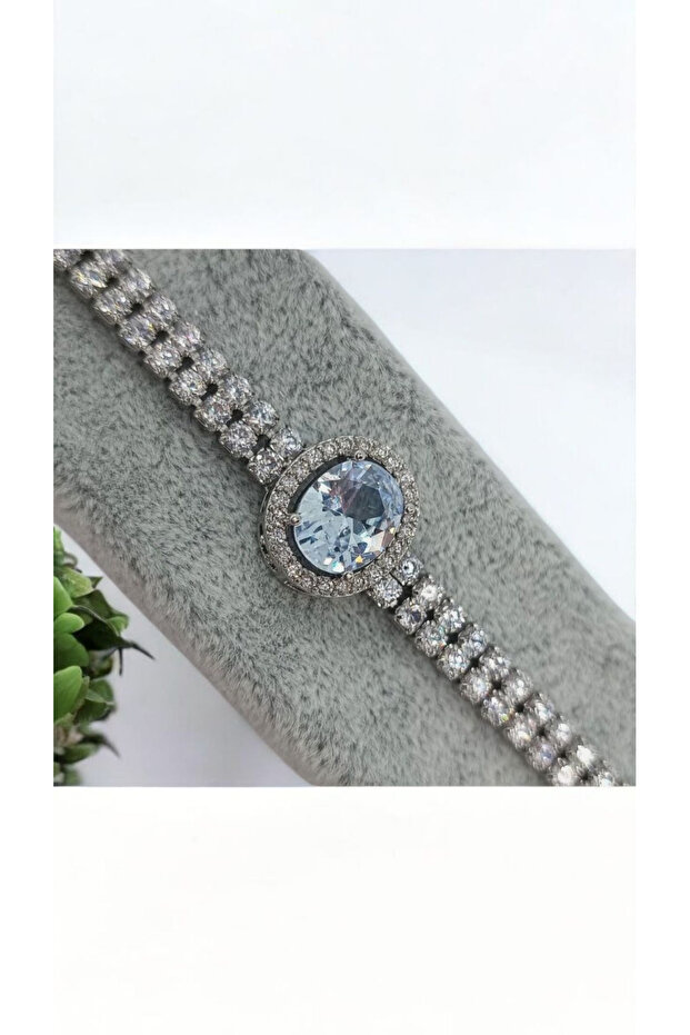 Premium Steel Zircon Stone Silver Color Bracelet