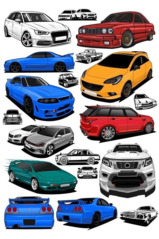 Cars Sticker Set-6 15 Pieces Phone, Tablet, Notebook, Laptop Sticker
