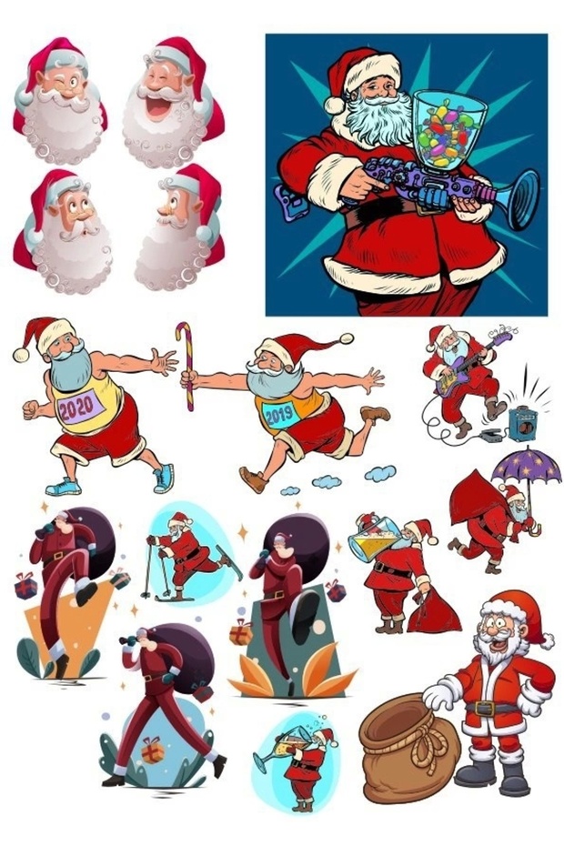 Santa Claus Santa Sticker Set 15 Pieces Phone, Tablet, Notebook, Laptop Sticker