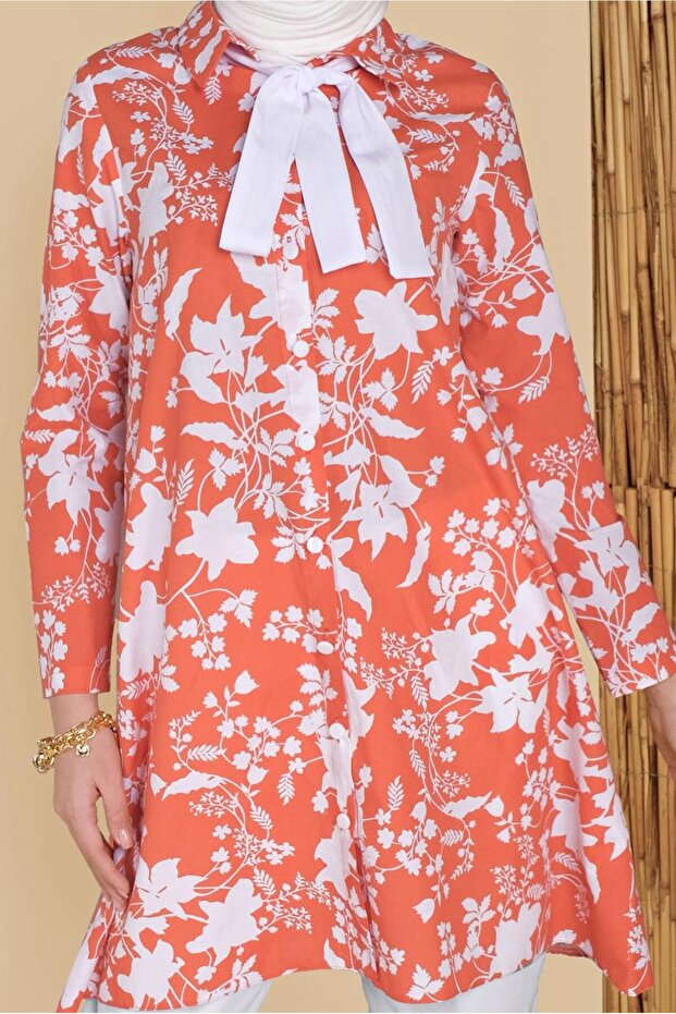 زهرة منقوشة تونك 41804 - 4