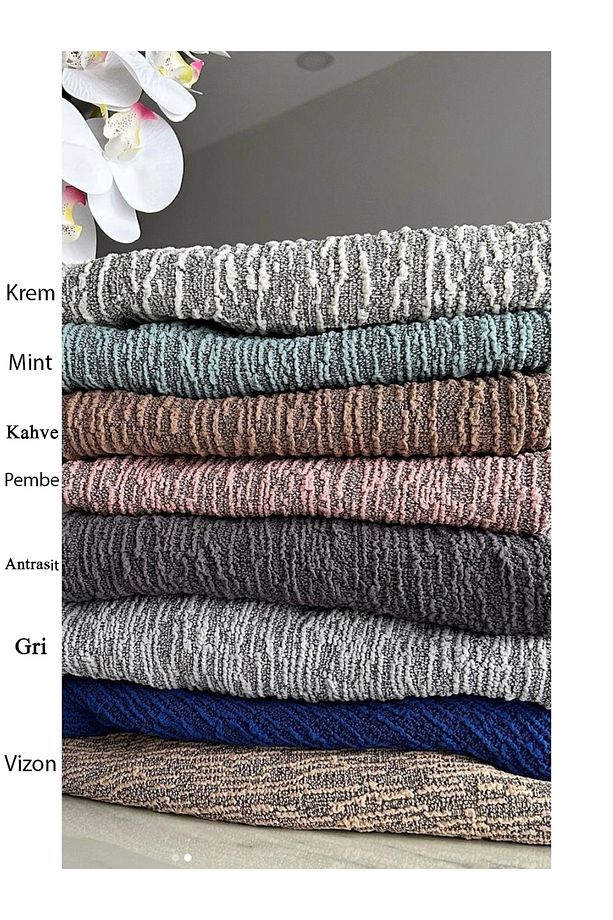 Koltuk Jakarlı Çubuk, Düz Desen 3 3 1 1 Lastikli ,kanepe ,çekyat Örtüsü ,kılıfı Esnekli 3311 Taşkrem - 6