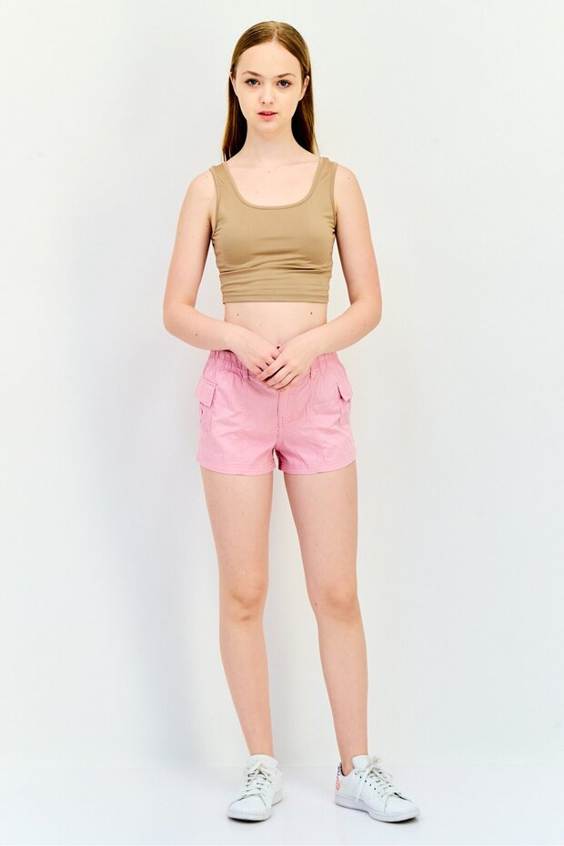 شورت نسائي سادة أساسي، وردي - 4