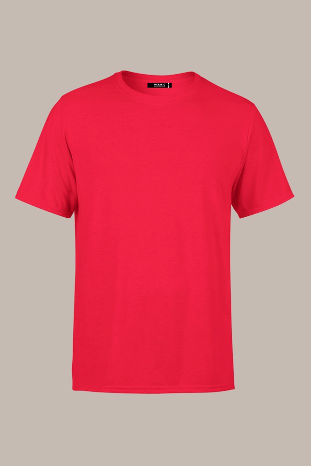 Men's Red 100% Cotton T-Shirt Regular Fit Comfortable Cut Crew Neck Basic T-Shirt