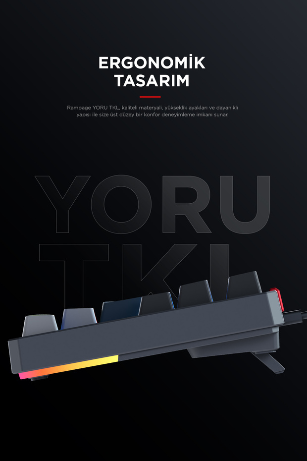 Yoru Tkl Type-c Outemu Rgb Red Swich Mekanik Oyuncu Klavyesi- Gri/siyah - 5